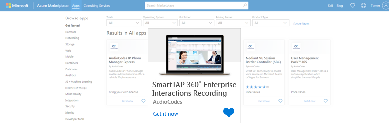 Product-Notice-0367---AudioCodes-SmartTAP-360-Interaction-Call-Recording-Solution-Now-Available-in-Microsoft-Azure-Marketplace-1